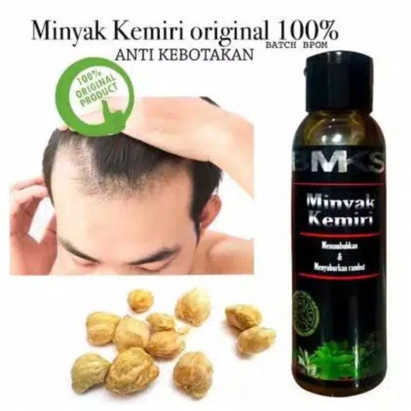 MINYAK KEMIRI ASLI PENUMBUH RAMBUT PENUMBUH ALIS PENYUBUR RAMBUT KEBOTAKAN BMKS MINYAK KEMIRI