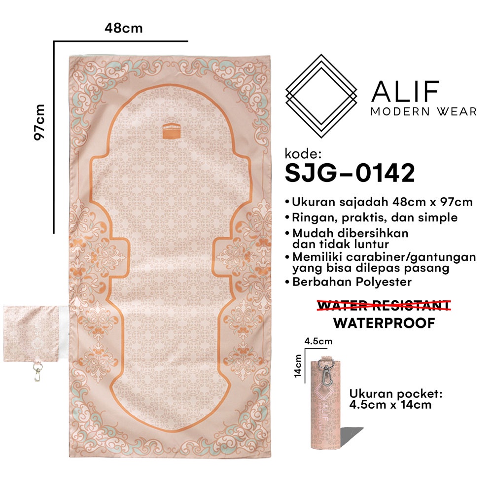 [GRATIS DIGITAL TASBIH] ALIF SAJADAH GENGGAM TRAVEL / SAKU / PORTABLE / WATERPROOF ( ALIF MODERN WEAR SJG-0142 )