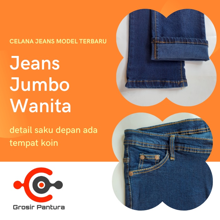 Celana Jeans Panjang Jumbo Wanita Big Size Celana Pensil Cewek Kekinian Size 27-38