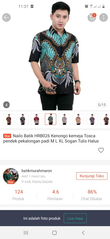 Nailo Batik Hrb026 Kenongo Kemeja Tosca Pendek Pekalongan Padi M L Xl Sogan Tulis Halus Kemeja Batik