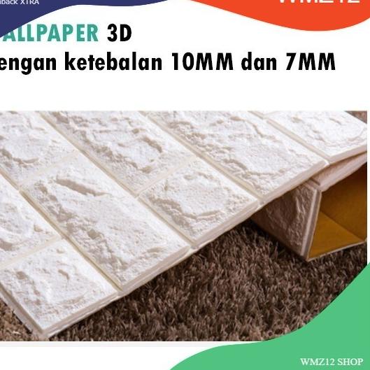Wallpaper batu bata putih 3D Foam 10mm dan 7mm wallfoam 3d wallpaper tebal wallpaper batu bata tebal