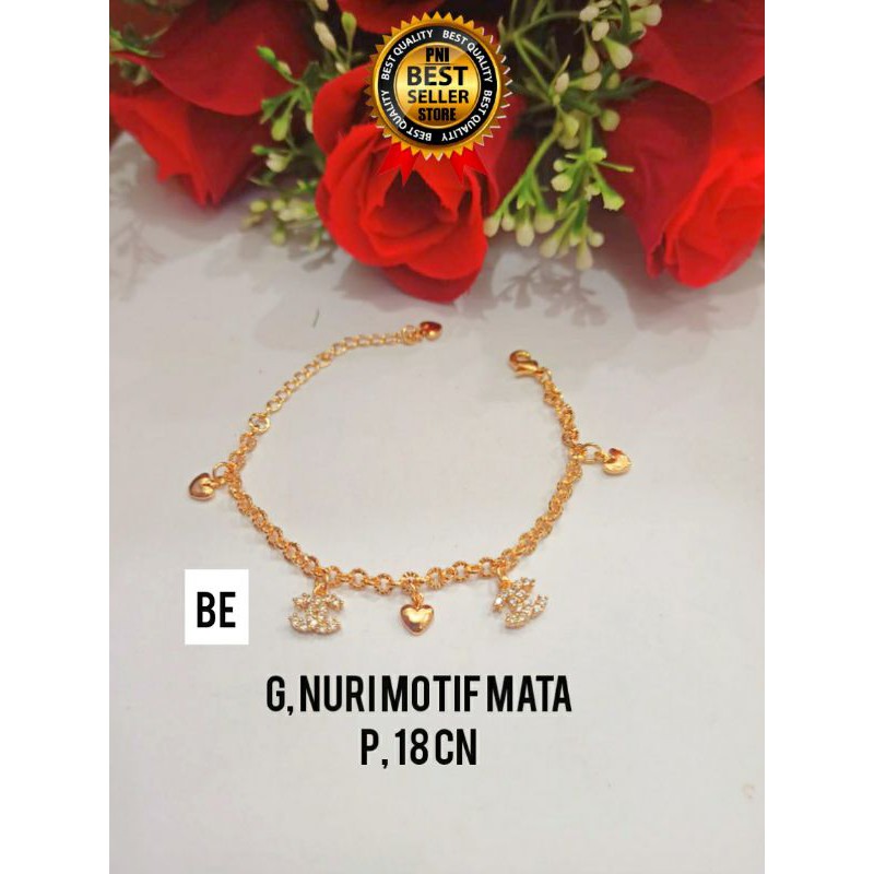 Fourfashion Gelang Dewasa Nori Motif Mata Chennel Lapis Emas PD017