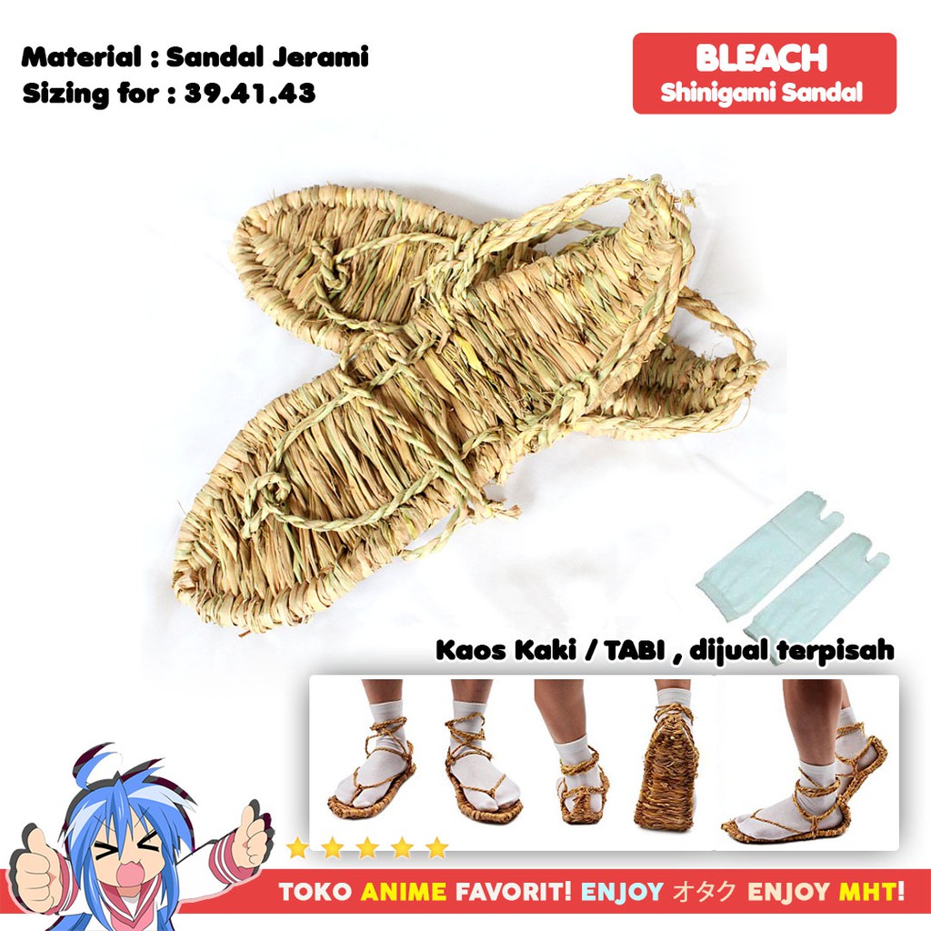 Sandal Jerami Jepang Straw Waraji Samurai Shinigami Bleach