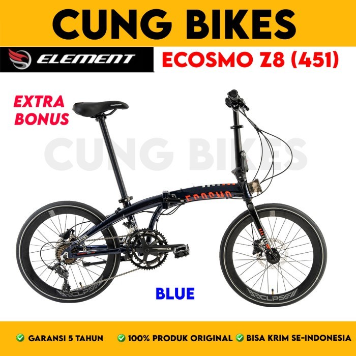 Sepeda lipat 20 Inch Element Ecosmo Z8 451 Frame Alloy 2 x 8 Speed garansi resmi 5 Tahun