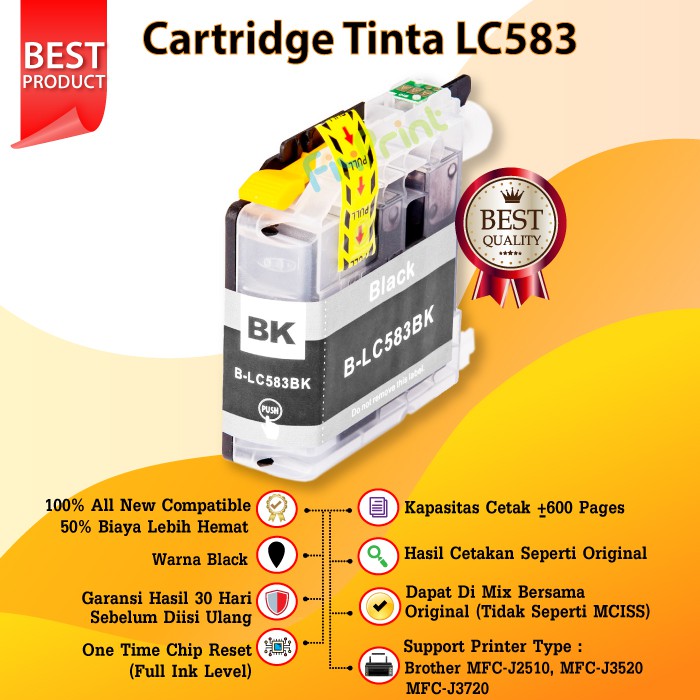 Cartridge Tinta Compatible Brother LC583 Printer MFC J2510 J3520 J3720