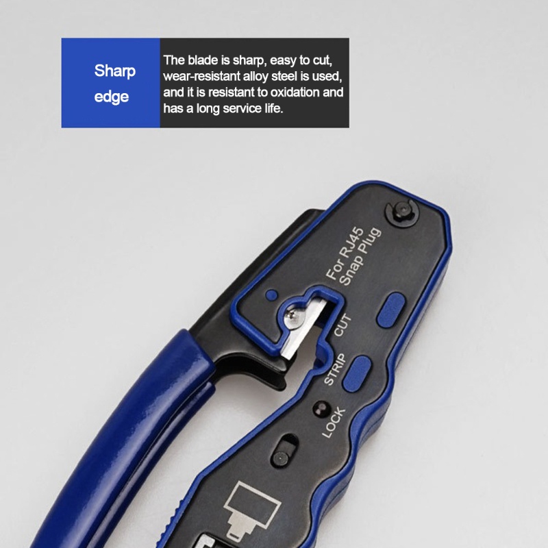 Btsg RJ45 Crimp Tool Pass Melalui Strip Dan Crimps Crimping Presisi Tahan Lama