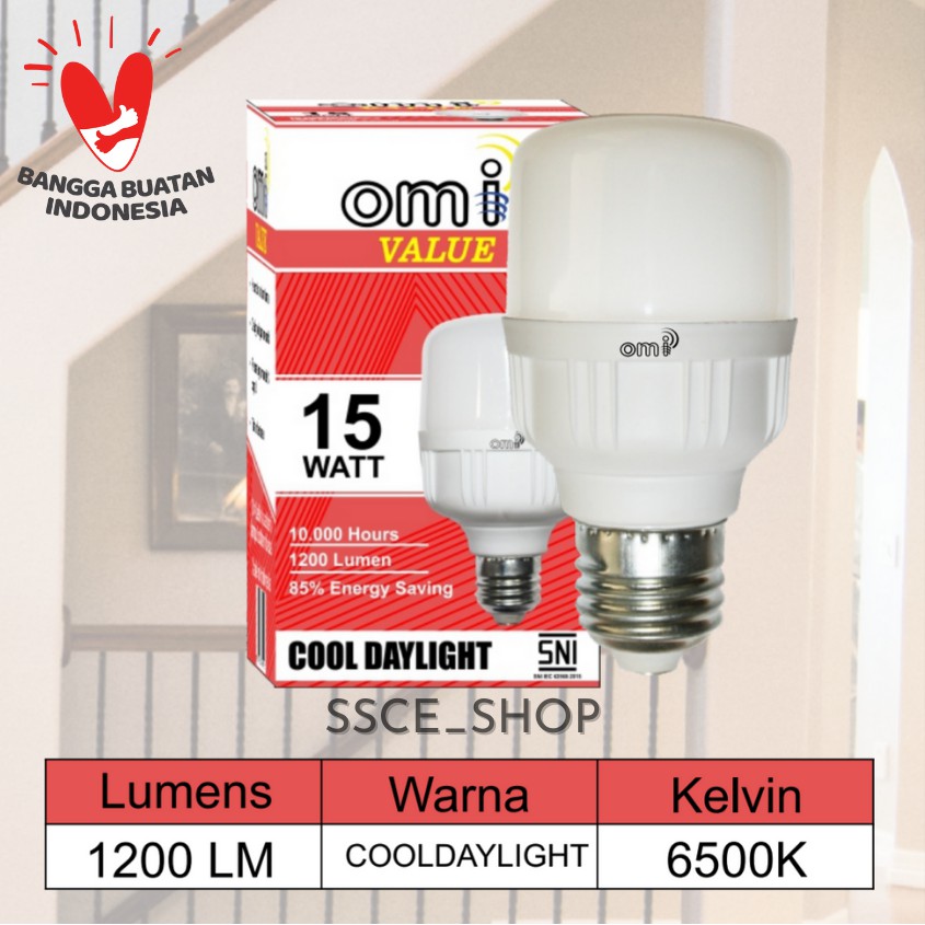 Bohlam Lampu LED Capsule Omi Value 15 Watt Putih /Lampu Tabung Omi 15W