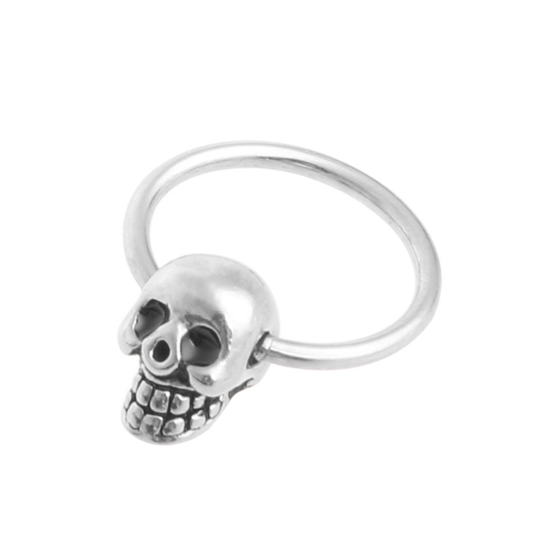 SIY  1 Pair Stainless Steel Skull Round Hoop Loop Earrings 0.39x0.28&quot;