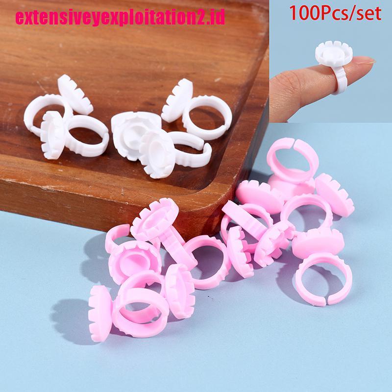 &lt; E2id &amp; &gt; 100Pcs / Set Cincin Holder Bulu Mata Palsu Sekali Pakai