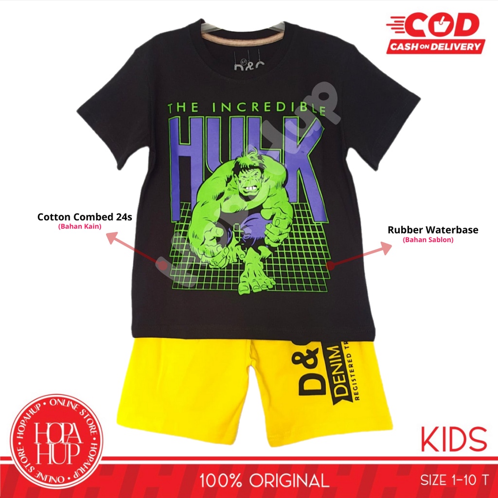 D&C Setelan Anak Laki Laki / Setelan Anak Murah / Setelan Anak Surabaya / Setelan Anak Craft Kuning 2 - 10 Tahun COD Hopahup-SET HLK Hitam