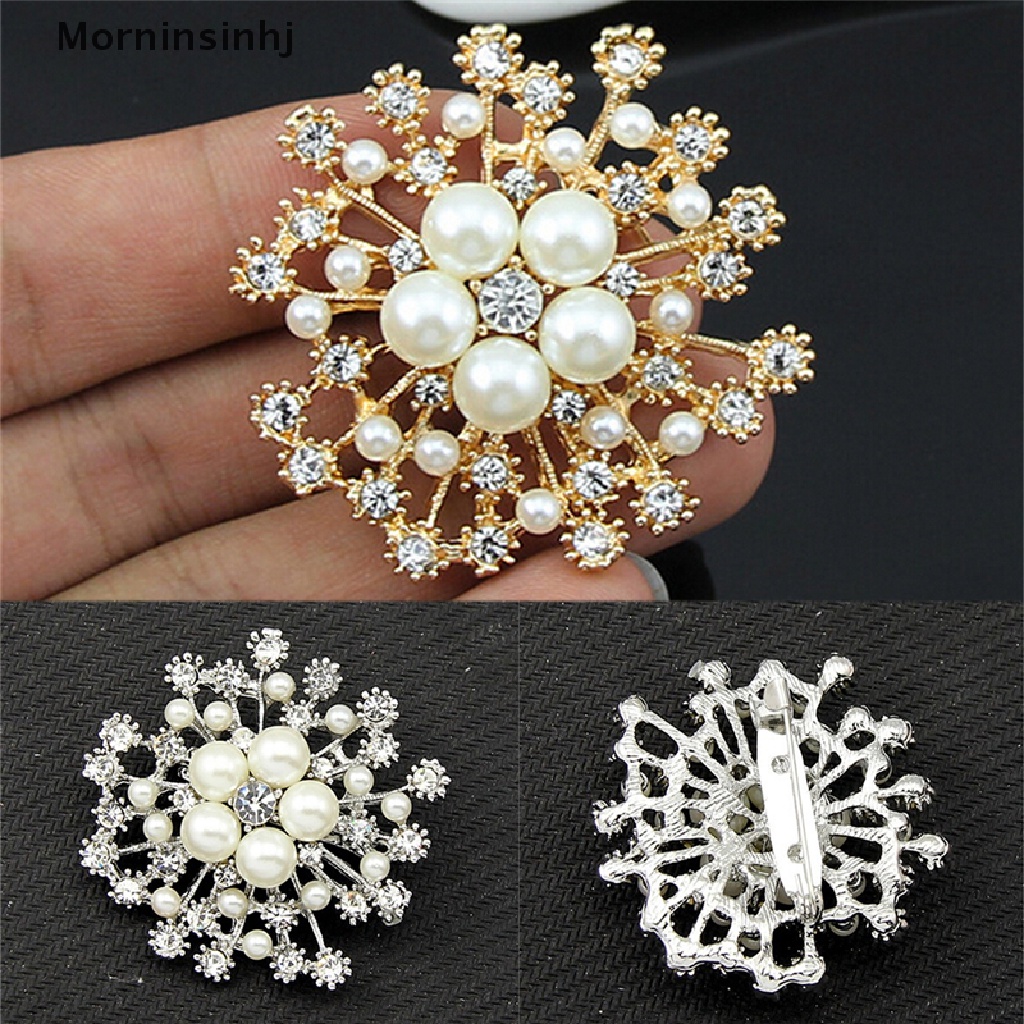 Mornin Hot Pearl Rhinestone Crystal Vintage Flower Brooch Pin Bros Untuk Wanita Hadiah id