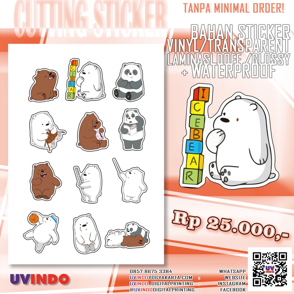 Sticker Cutting We Bare Bears Shopee Indonesia