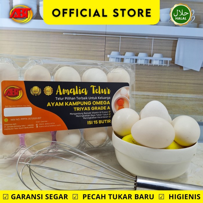 

ABT - Telur Ayam Kampung TRIYAS OMEGA Grade A PREMIUM Garansi Segar 15 Butir