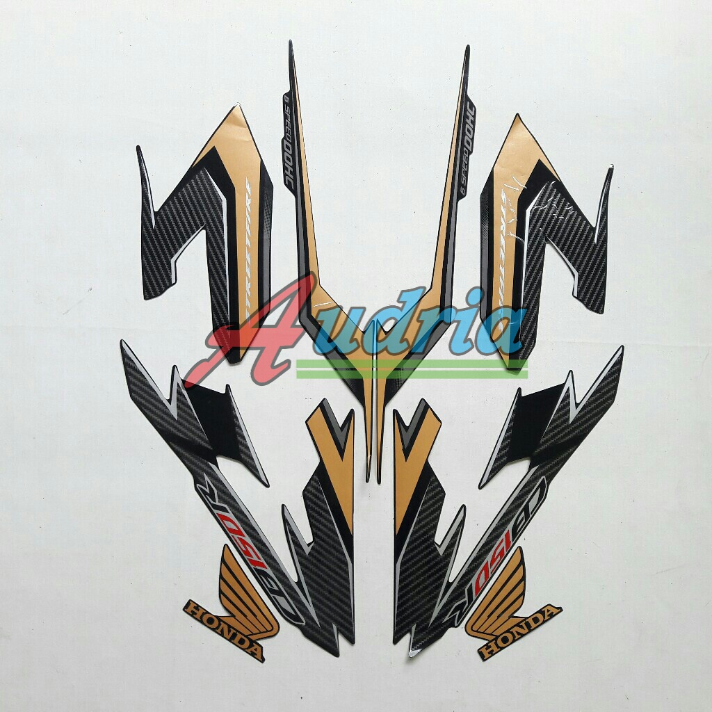 Stiker Striping Motor Honda Cb150r 2017 Full Hitam-Gold