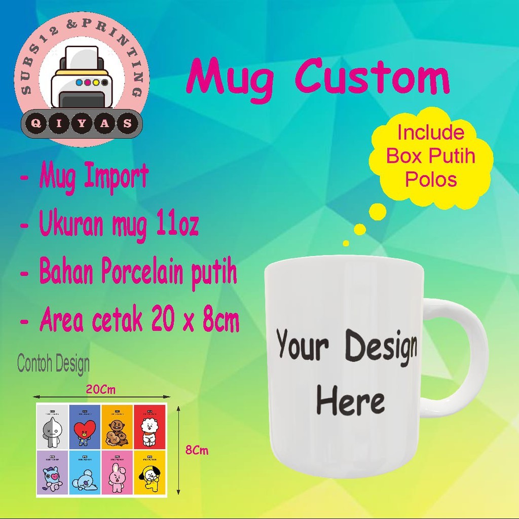 

Mug kastem / mug sablon Satuan / Grosir / gratis desain