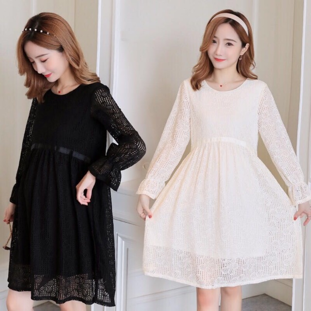 Baju Dress Hamil Casual Bumil Cantik Brukat Ibu Hamil Modis Import