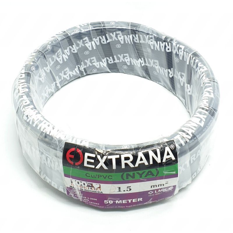 Extrana NYA 1,5MM 50 Meter Full SNI FULL LMK Kabel Listrik Nya 1x1,5mm² 50M Tunggal Engkel EXTRANA