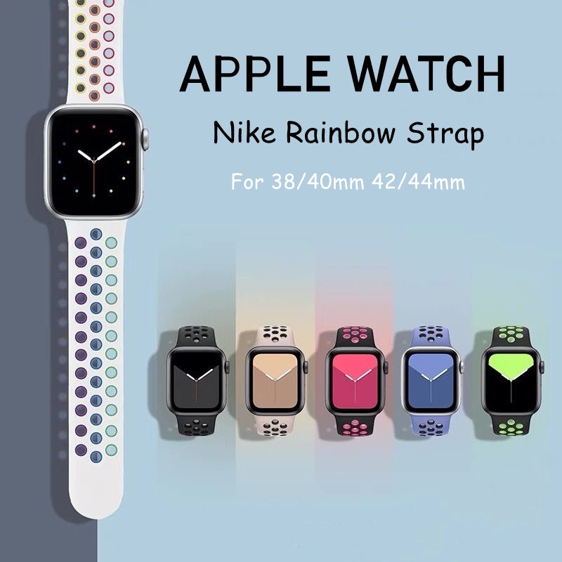 Tali✅Nike Sports Rainbow Watch Strap For Series 8 7/SE/6/5/4/3/2/1 iWatch 44mm 42mm 40mm 38mm Nike Sport Loop Band