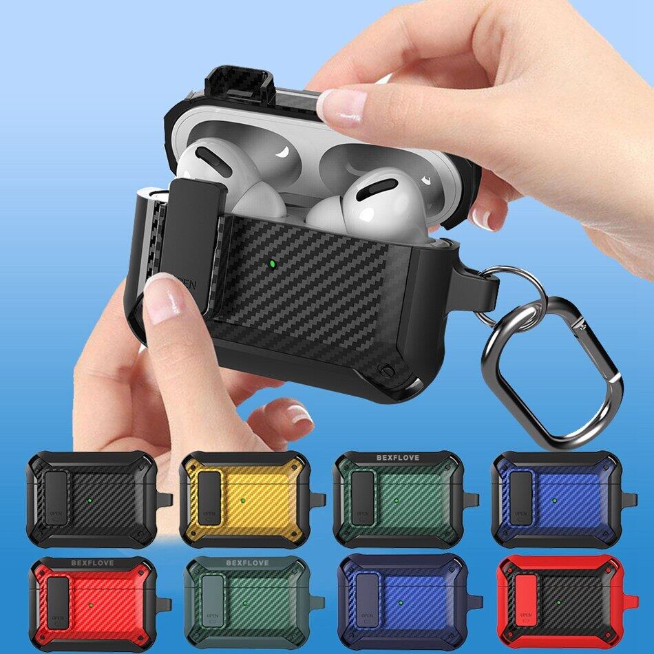 Casing Hardcase Shockproof Bahan Silikon + Serat Karbon Untuk Apple AirPods Pro 2 / 3