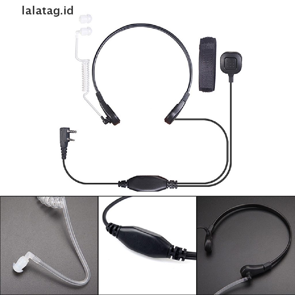 (lalatag) Headset Earpiece PTT Akustik Dengan MIC Tenggorokan Untuk Walkie Talkie