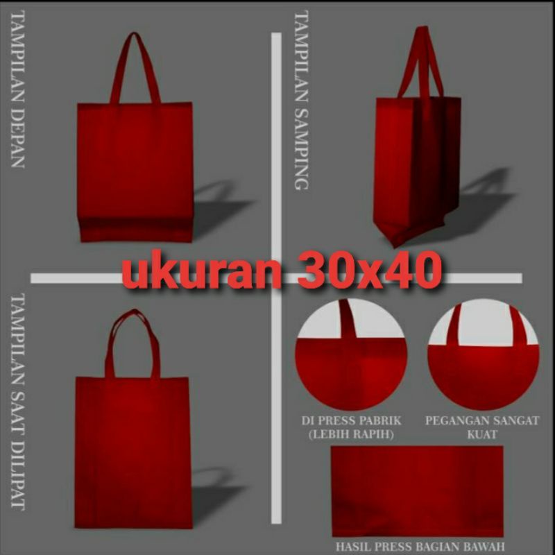 

tas spunbon - tas spunbond polos - tali uk 30×40×8 - tas spunbon - tas spunbond murah - tas hajatan - tas event