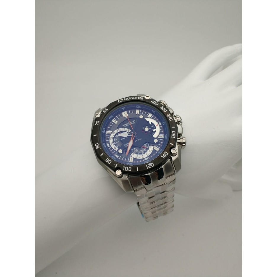 Swiss Navy Analog Jam Tangan Pria Model 8709 SN89585M Silver Original