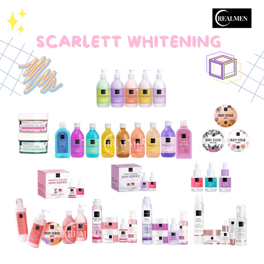 (COD) SCARLETT WHITENING / SCARLET WHITENING SERUM ORIGINAL BPOM LULUR  LOVING ROMANSA POME CHARMING FRESHY