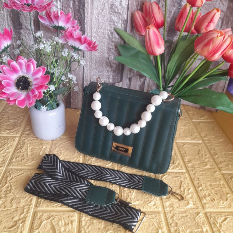 Handbag Tas Korea warna HIJAU ARMY Mutiara