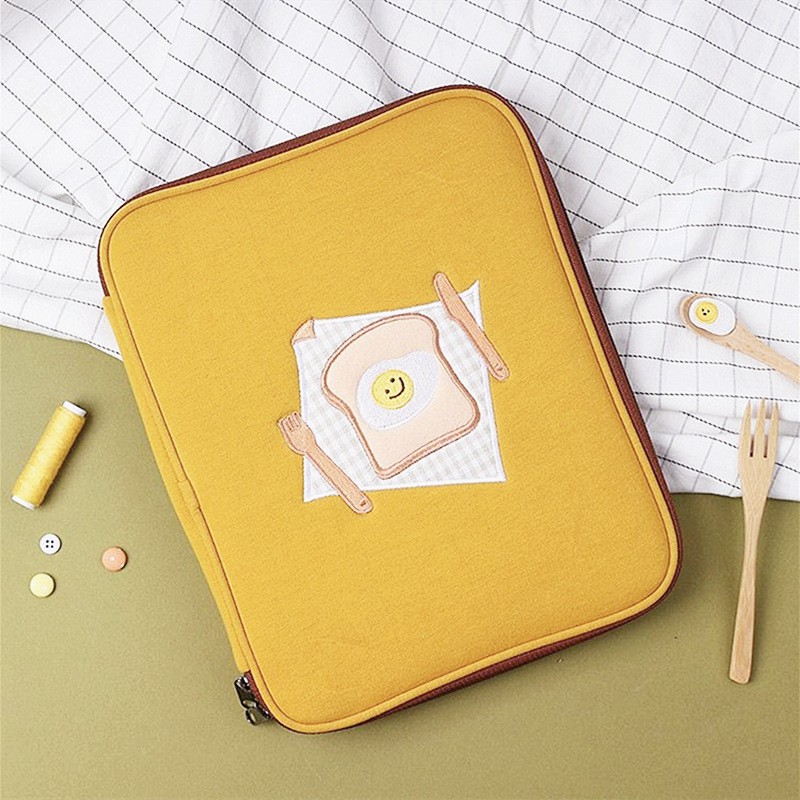 Sleeve Pouch Sarung Tas Bag Case Ipad Tab Tablet Macbook Air Pro Laptop Asus Acer Lenovo HP Huawei 11 12 13 14 15 inch Motif Gambar Egg Bird Burung Woodpecker Flakes Warna Kuning Biru Navy Lucu Cute Murah Korean Model Banyak Slot Ruang Stationary