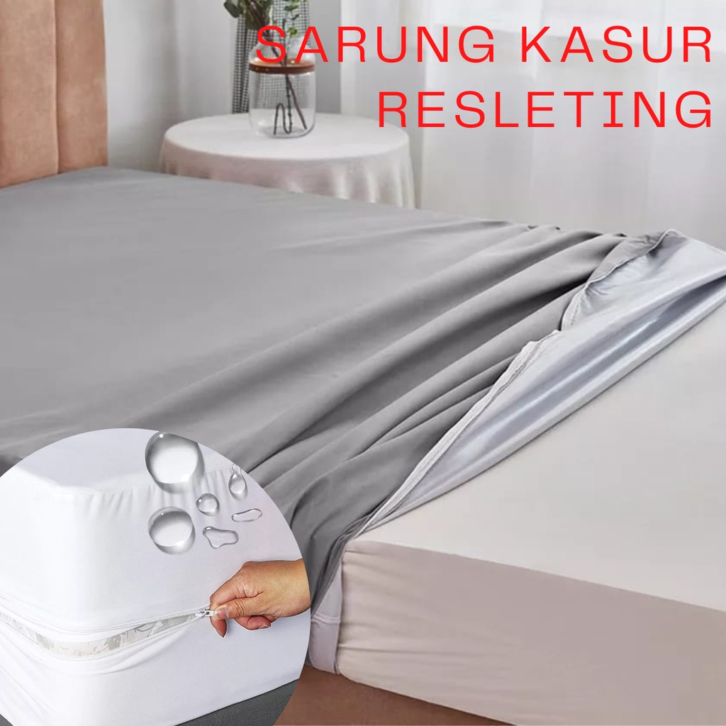 SPREI SARUNG KASUR RESLETING WATERPROOF UKURAN SIZE LENGKAP