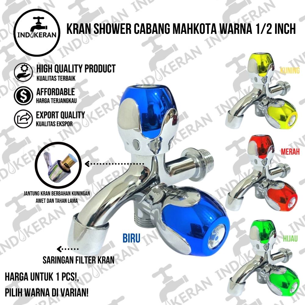 INDOKERAN - Kran Shower Cabang Mahkota Warna - 1/2 Inch