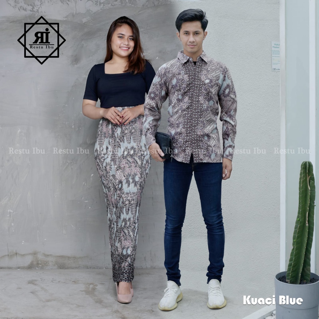 HN MODE - Couple rok plikset floral mix kemeja batik panjang