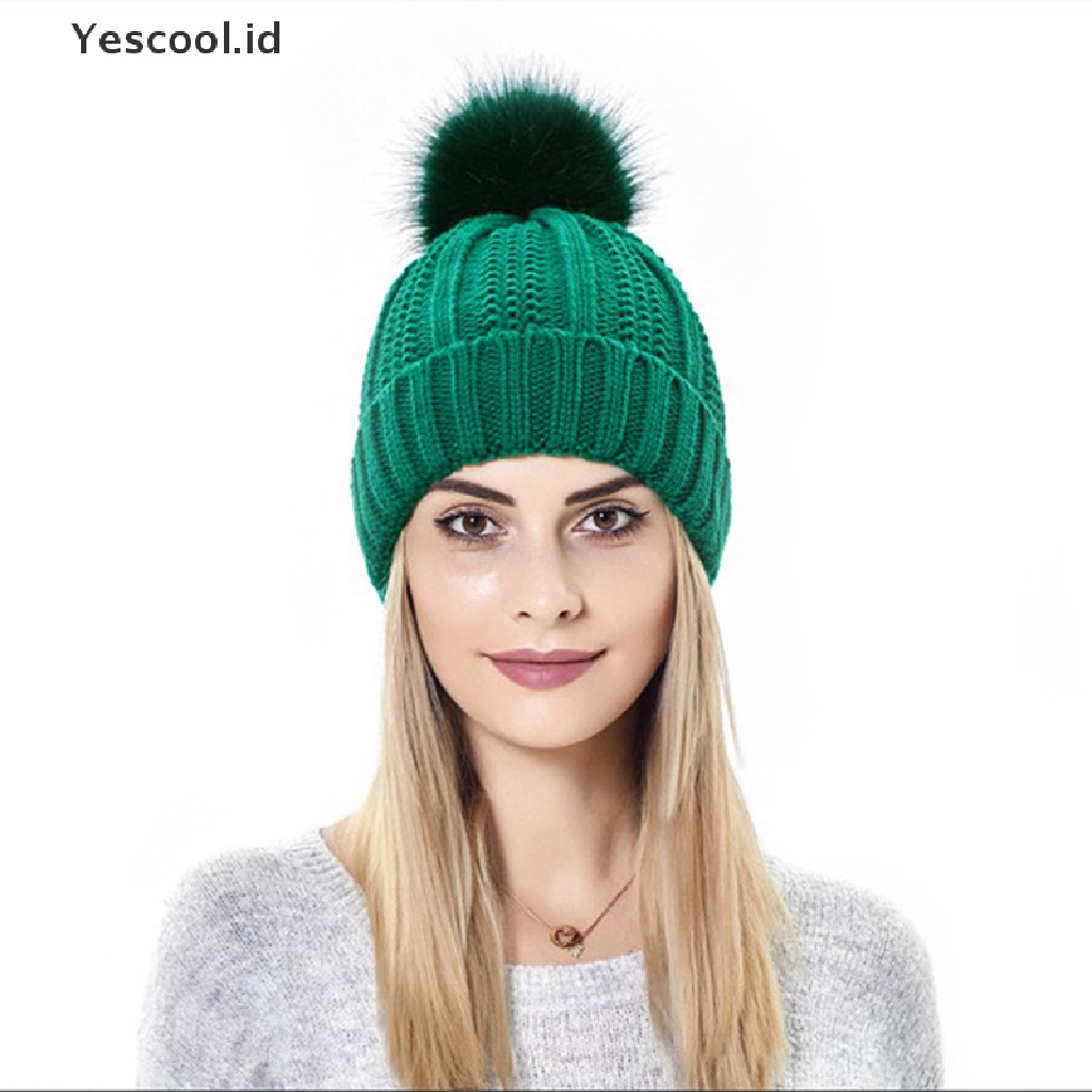 【Yescool】 Warm Satin Lined Skull Cap Soft Stretch Cable Wool Knit Hats Beanie Hat .