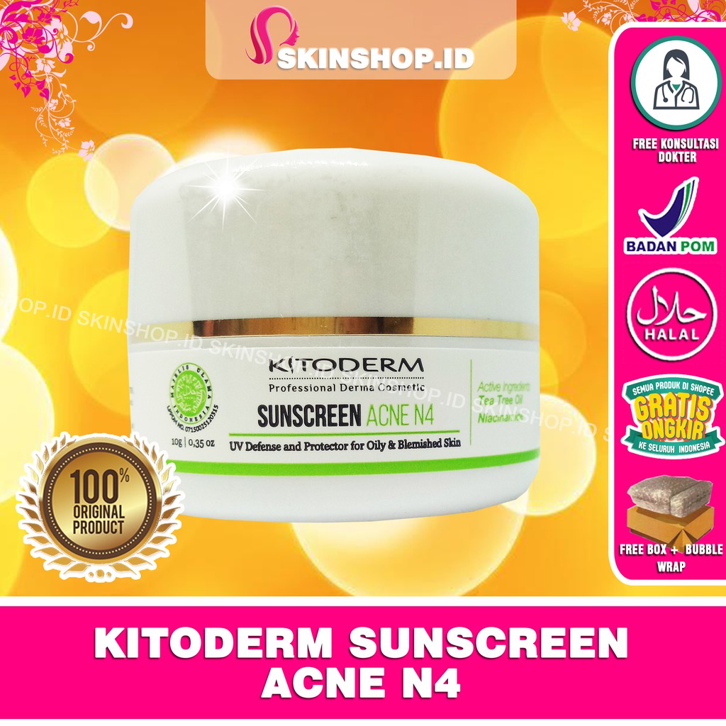 Kitoderm SUNSCREEN ACNE N4 Cream 10gr Original / Krim Tabir Surya Anti Jerawat BPOM Aman