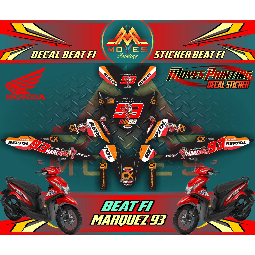 Decal Sticker Full Body Honda Beat Esp Fi Sticker Motor Beat Fi Gambar Marquez 93 Shopee Indonesia