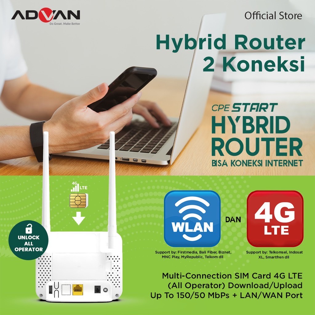 Advan Router CPE Start 4G LTE + WLAN Garansi Resmi - Telkomsel