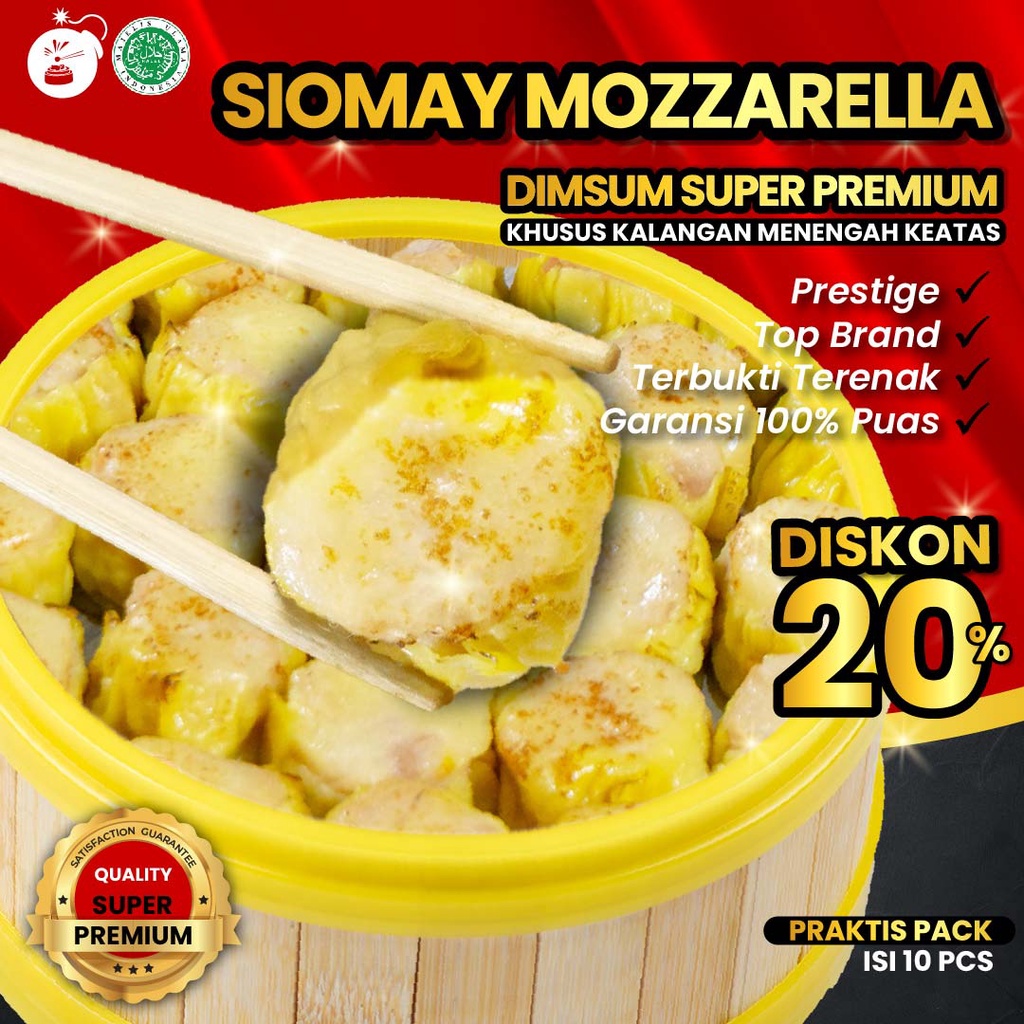 Dimsum Siomay / Somay Keju Mozzarella Isi 10 Pcs - Frozen Food Halal Mbledos Praktis Pack