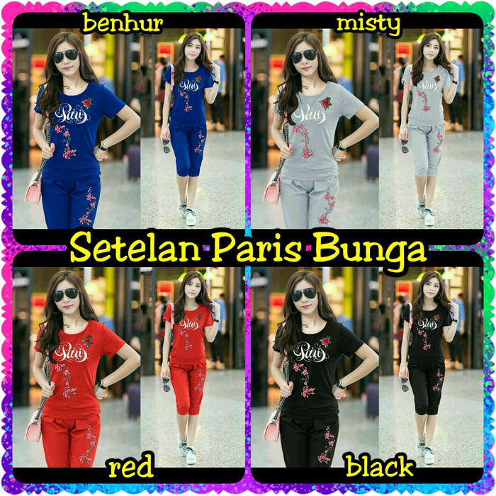 baju wanita Setelan Paris Bunga