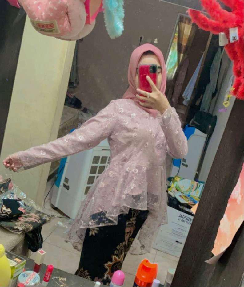 Batik Couple Andhini Kebaya Pinguin Dusty Pink Couple Brukat  Anabel Dusty Pink / Ar_grosir