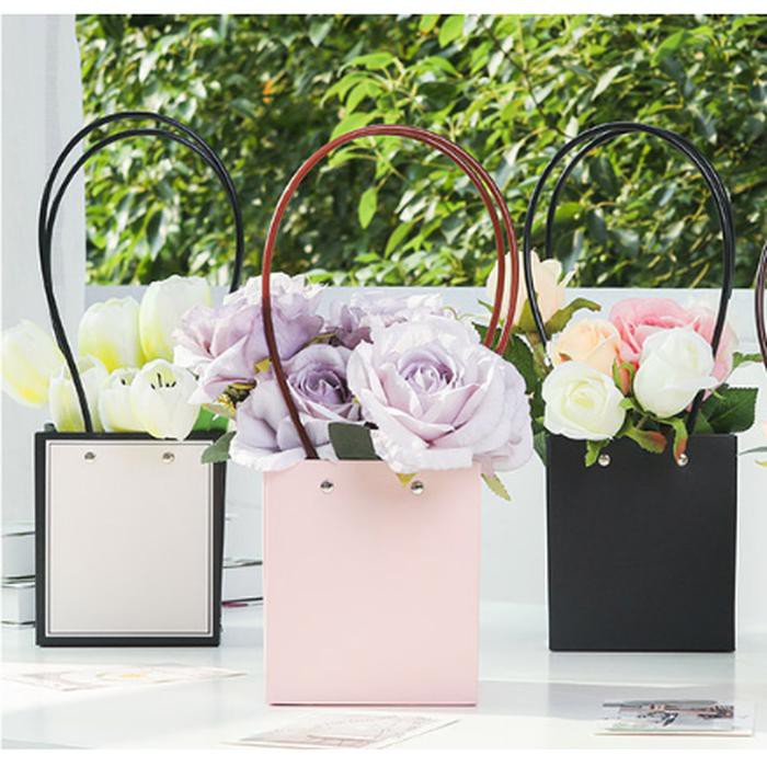 

PROMO - Floral Craft Bag Box / Kantong Bucket Bunga BOX souvenir Ready Pink