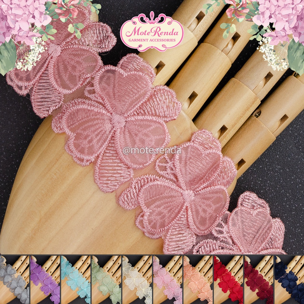 Renda variasi bordir bunga, lebar 5cm (harga per 50cm) kode 5AHB50