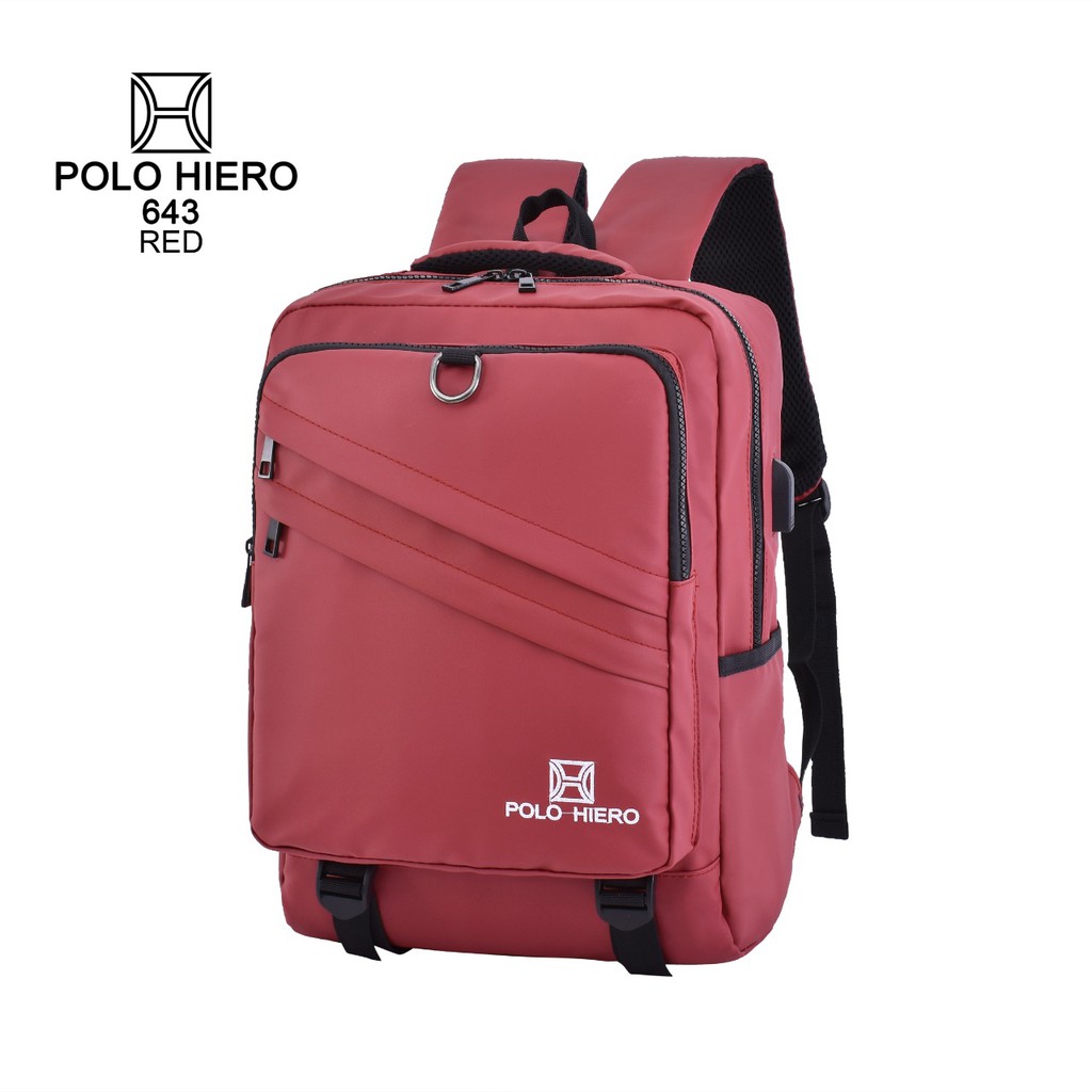 Best seller! Ransel Polo Hiero 643 Tas Sekolah Stylish Bahan Lembut,Licin (Free Kabel USB Extension) BISA COD-7
