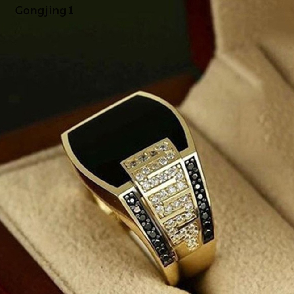 Gongjing1 Cincin Batu Sapphire Hitam Alami Untuk Pria