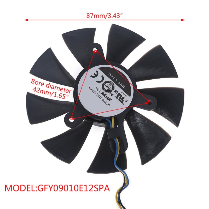 Bt 2PCS 87mm Kartu Grafis Pendingin VGA Fan GFY09010E12SPA 4Pin 12V 0.5A Cooler Fan