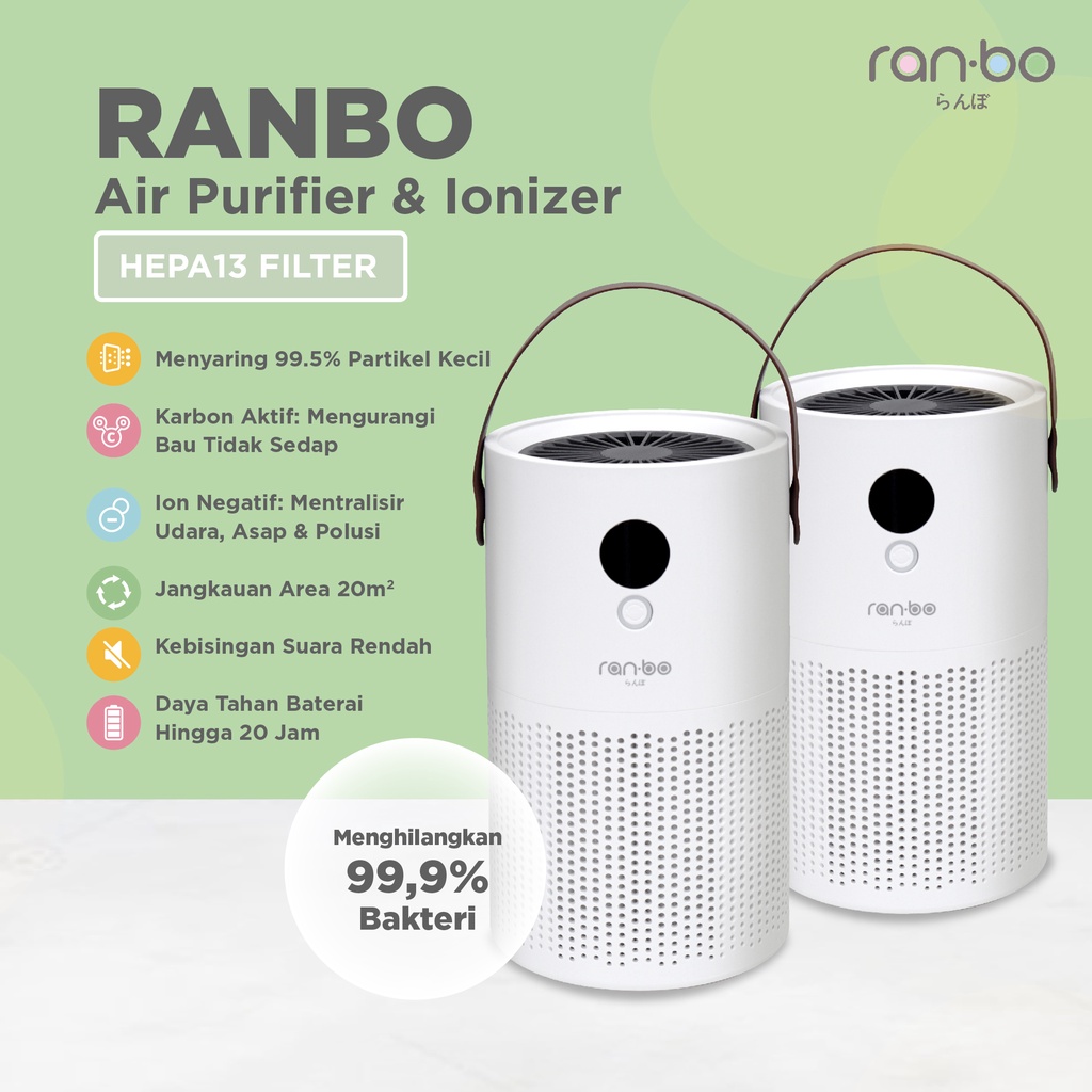 Ranbo Portable Air Purifier &amp; Ionizer (Rechargeable) HEPA13 Filter