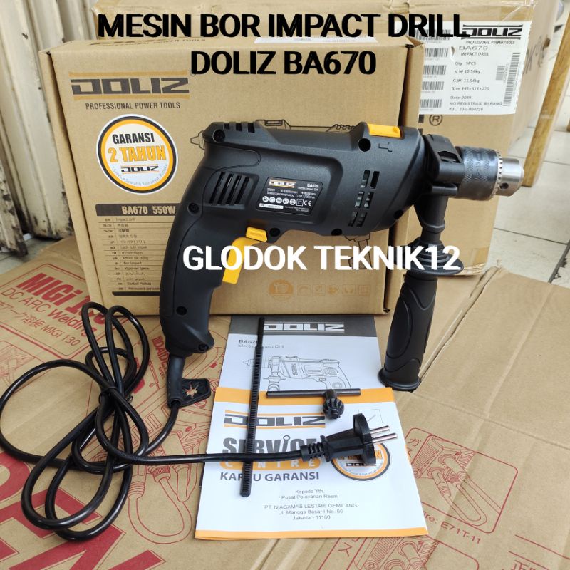 MESIN BOR IMPACT DRILL DOLIZ BA 670 / BOR BETON DOLIZ BA670 / ELECTRIC IMPACT DRILL 13MM DOLIZ
