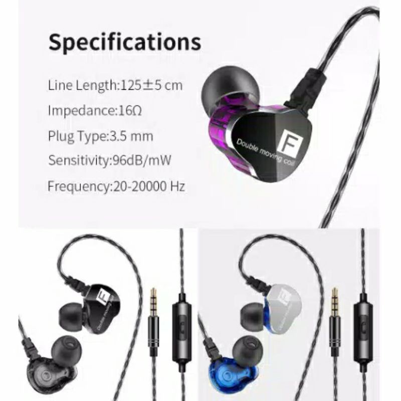 QKZ CK9 earphone DUAL DRIVER stereo bass music Sport telfon headset mic original