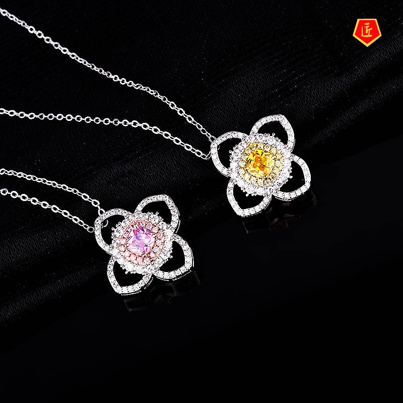 [Ready Stock]Four-Leaf Clover Pendant European and American Luxury Diamond Necklace