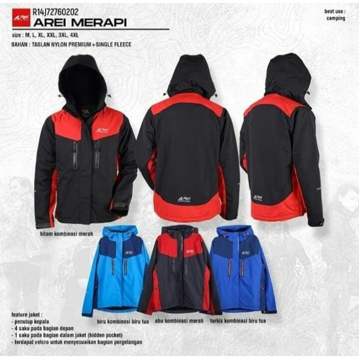 JAKET AREI REI MERAPI ORIGINAL ORI | JACKET POLAR FLEECE TASLAN WIND WATER PROOF HANGAT PENDAKI GUNU