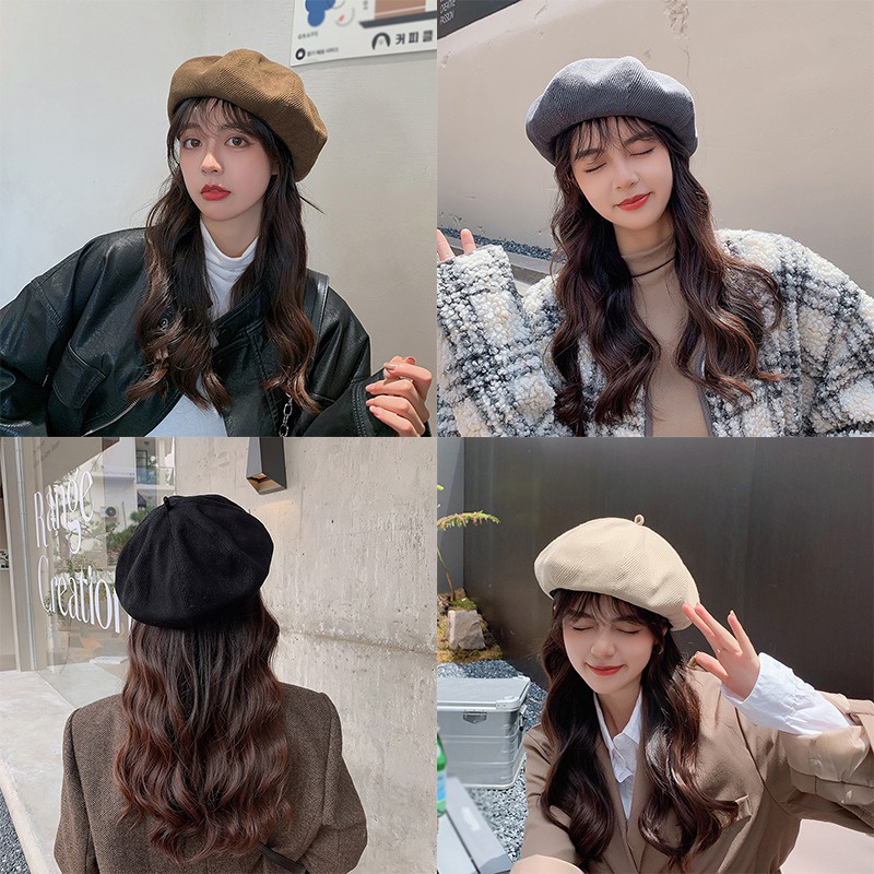 Topi Baret Wanita Bahan Wol Hangat Gaya Perancis Untuk Musim Dingin